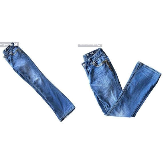 Miss Me Signature Boot Denim Jeans  29 Embellished Back Flap Pockets Dis… - Picture 6 of 12